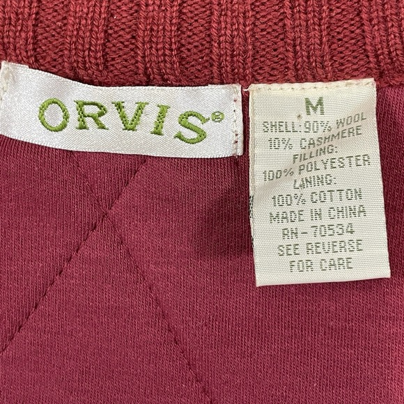 Orvis Quilted Cashmere Wool Blend Sweater Vest Medium Men's Full Zip Side Slits - Picture 2 of 8